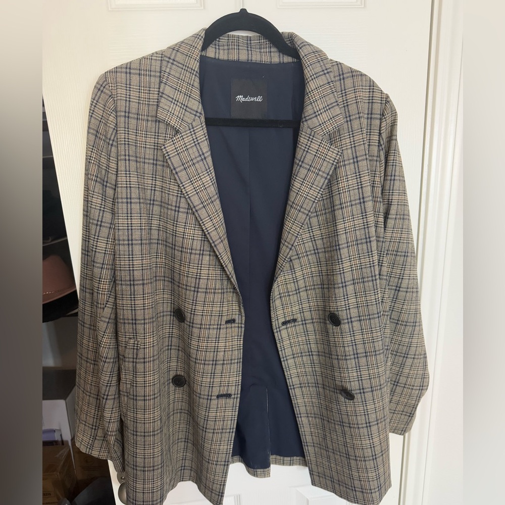 Madewell Plaid Blazer - Brown